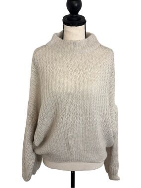 Urban Heritage Oversized Chunky‎ Knit Mock Neck Sweater Grey OS